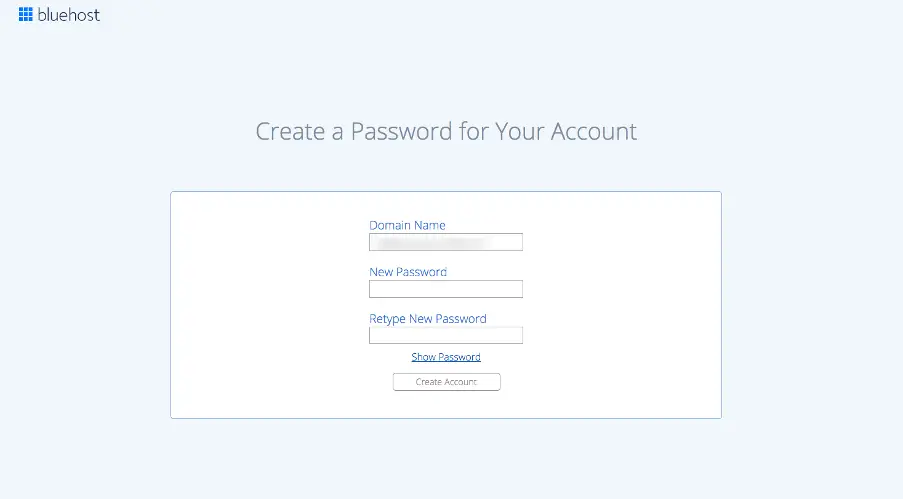 Create a password for your account