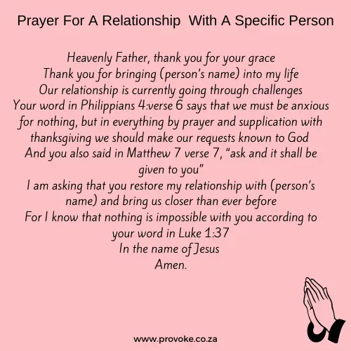 Effective Prayer For A Relationship With A Specific Person - PROVOKE