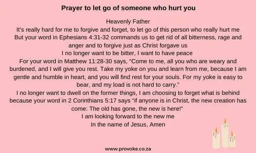 prayer to let go of someone who hurt you