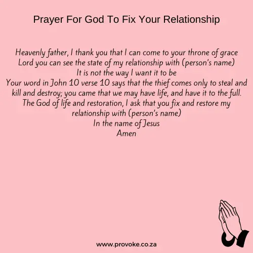 How do I ask God to fix my relationship?