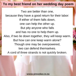 To my best friend on her wedding day poem