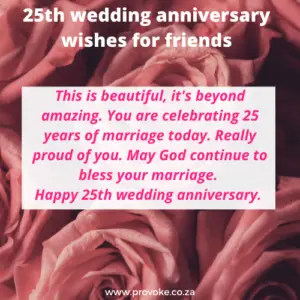 25th wedding anniversary wishes for friends